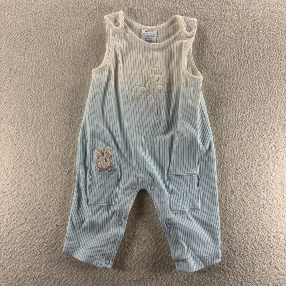 Unbranded Bunny Ombre Ribbed Romper Baby Unisex 6-9M Blue White Excellent Easter